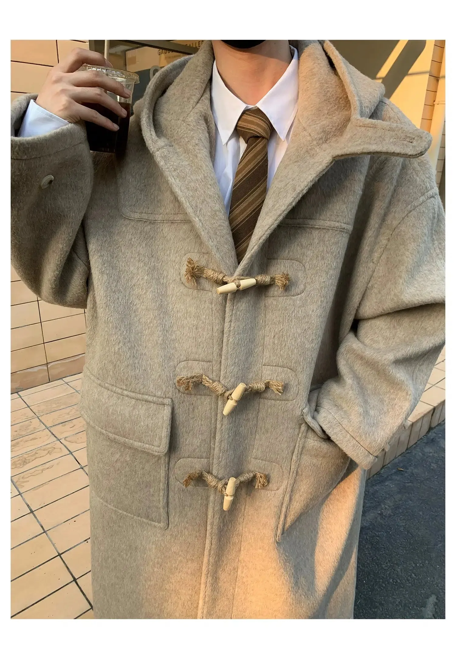 Wool Duffle Coat with Toggle Closure